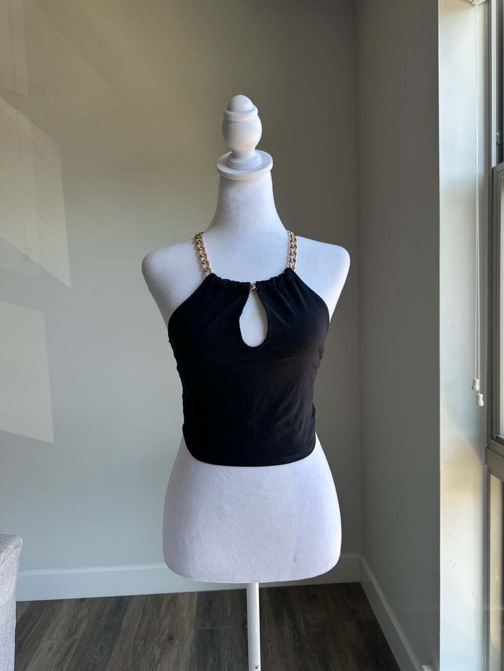Charlotte Russe Black Chain Halter Top Y2K Going Out Clubwear Size S